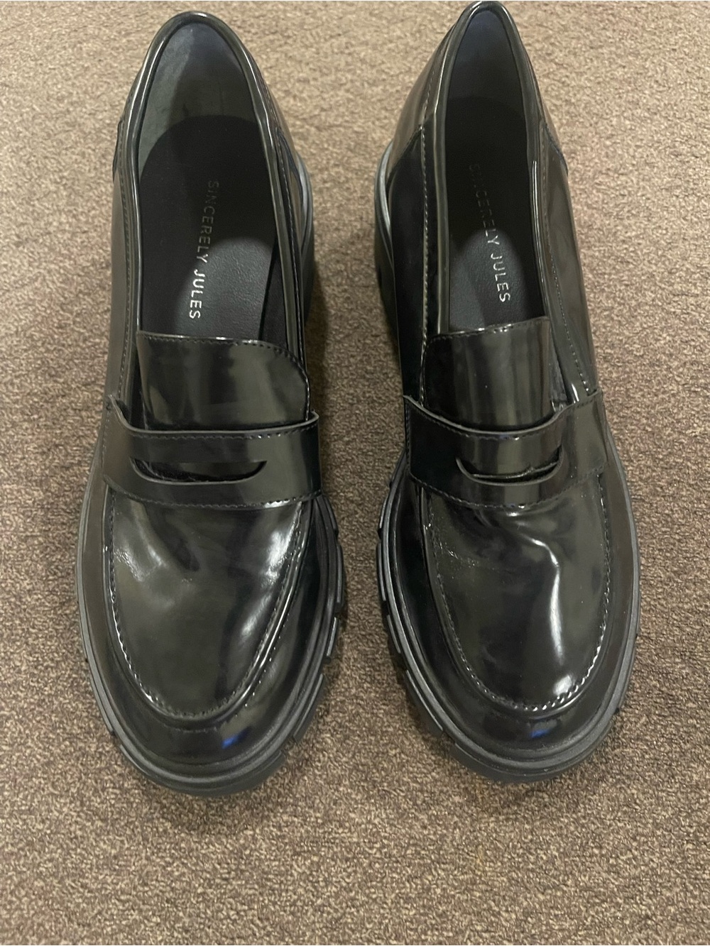 Sincerely Jules Black Patent Slip-On Loafers